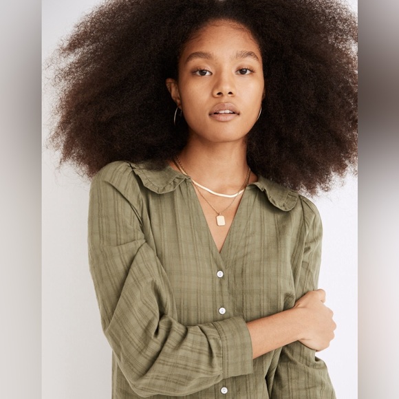 Madewell Tops - Ruffle-Collar Button-Up Shirt in Syril Plaid